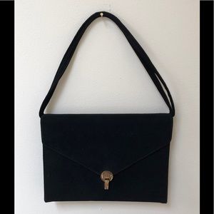 Black Envelope Perma Suede Evening Bag